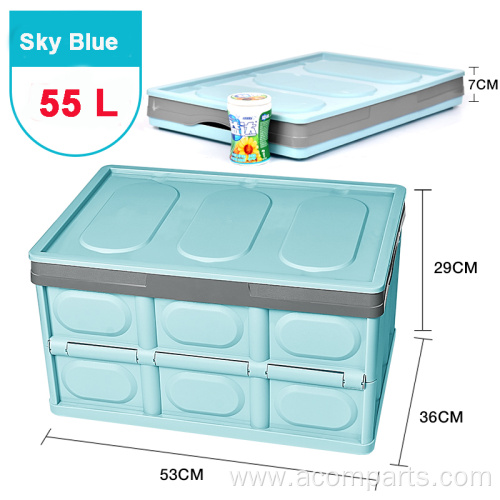 Light blue folding 30L car trunk lid organizer